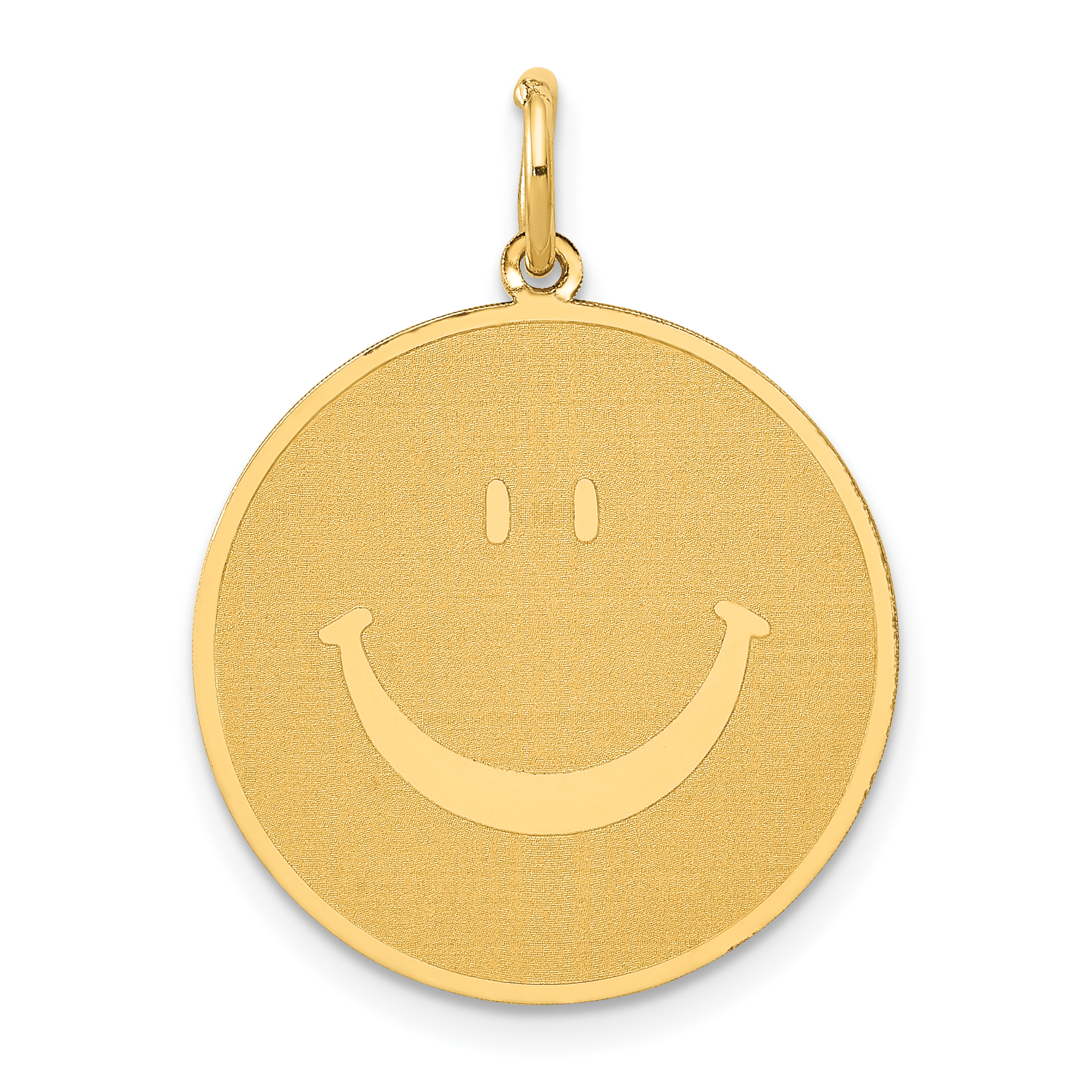 14k Solid Polished Smiley Face Pendant (YC285)