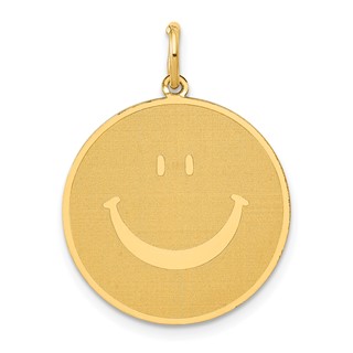 14k Solid Polished Smiley Face Pendant