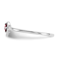 14K White Gold 3mm Round Garnet Birthstone Heart Ring view 4
