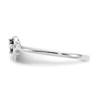 14K White Gold 3mm Round Amethyst Birthstone Heart Ring view 4