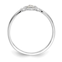 14K White Gold 3mm Round Aquamarine Birthstone Heart Ring view 2