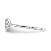 14K White Gold 3mm Round Aquamarine Birthstone Heart Ring view 4