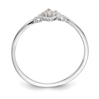 14K White Gold 3mm Round White Topaz Birthstone Heart Ring view 2