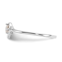 14K White Gold 3mm Round White Topaz Birthstone Heart Ring view 4