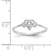 14K White Gold 3mm Round White Topaz Birthstone Heart Ring view 3