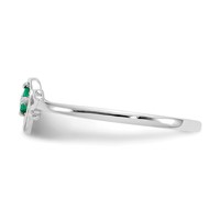 14K White Gold 3mm Round Emerald Birthstone Heart Ring view 4