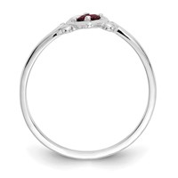 14K White Gold 3mm Round Ruby Birthstone Heart Ring view 2