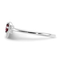 14K White Gold 3mm Round Ruby Birthstone Heart Ring view 4