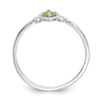 14K White Gold 3mm Round Peridot Birthstone Heart Ring view 2