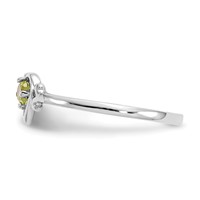 14K White Gold 3mm Round Peridot Birthstone Heart Ring view 4