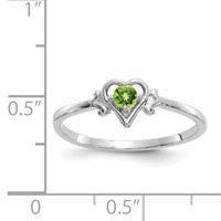 14K White Gold 3mm Round Peridot Birthstone Heart Ring view 3