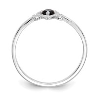 14K White Gold 3mm Round Sapphire Birthstone Heart Ring view 2