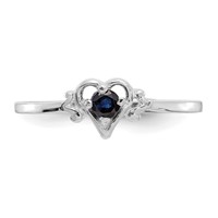 14K White Gold 3mm Round Sapphire Birthstone Heart Ring view 5