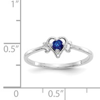 14K White Gold 3mm Round Sapphire Birthstone Heart Ring view 3