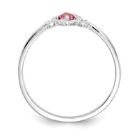 14K White Gold 3mm Round Pink Tourmaline Birthstone Heart Ring view 2