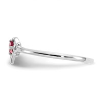 14K White Gold 3mm Round Pink Tourmaline Birthstone Heart Ring view 4