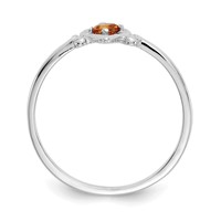 14K White Gold 3mm Round Citrine Birthstone Heart Ring view 2