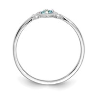 14K White Gold 3mm Round Blue Topaz Birthstone Heart Ring view 2