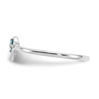 14K White Gold 3mm Round Blue Topaz Birthstone Heart Ring view 4