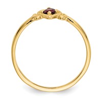 14K 3mm Yellow Gold Round Garnet Birthstone Heart Ring view 2