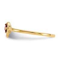 14K 3mm Yellow Gold Round Garnet Birthstone Heart Ring view 4