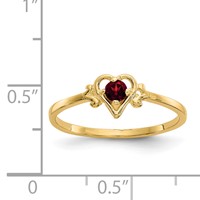 14K 3mm Yellow Gold Round Garnet Birthstone Heart Ring view 3