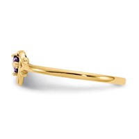 14K 3mm Yellow Gold Round Amethyst Birthstone Heart Ring view 4