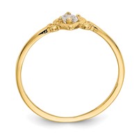 14K 3mm Yellow Gold Round White Topaz Birthstone Heart Ring view 2