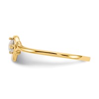 14K 3mm Yellow Gold Round White Topaz Birthstone Heart Ring view 4