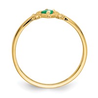 14K 3mm Yellow Gold Round Emerald Birthstone Heart Ring view 2