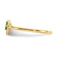 14K 3mm Yellow Gold Round Emerald Birthstone Heart Ring view 4