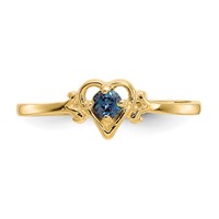 14K 3mm Round Lab Created Alexandrite Birthstone Heart Ring view 5
