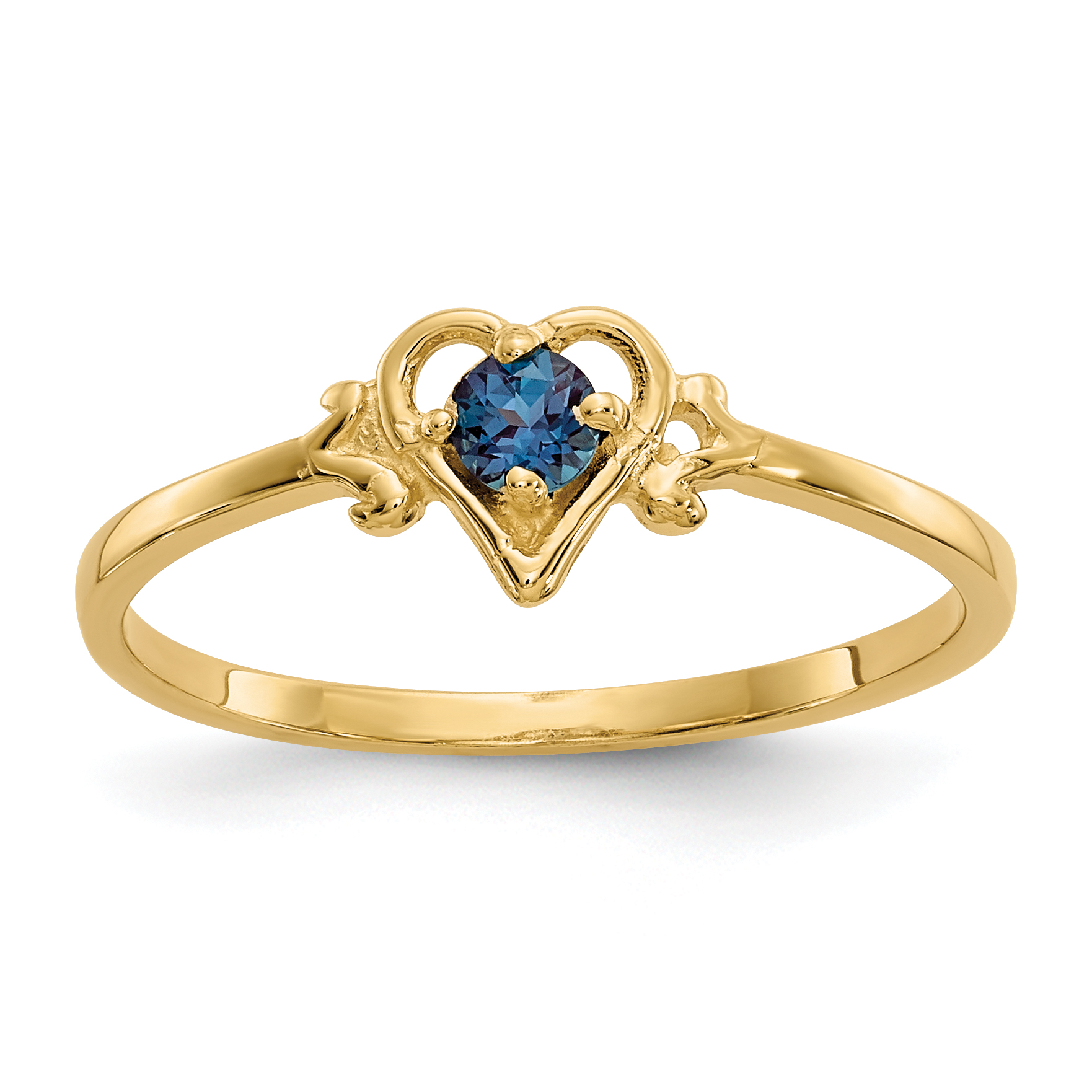 14K Synthetic Alexandrite Birthstone Heart Ring (YC429)