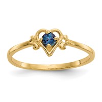 14K 3mm Round Lab Created Alexandrite Birthstone Heart Ring view 1
