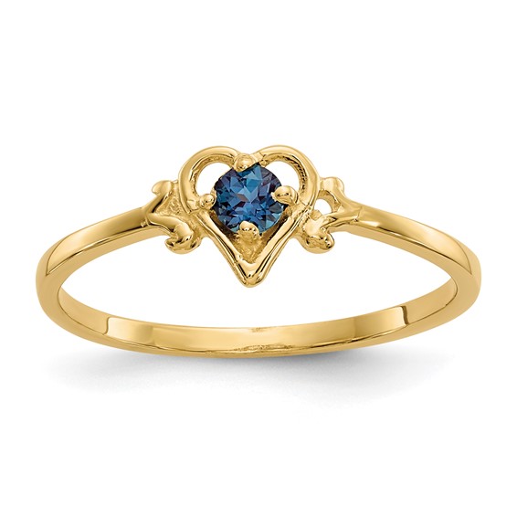 10K Synthetic Alexandrite Birthstone Heart Ring