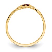 14K 3mm Yellow Gold Round Ruby Birthstone Heart Ring view 2