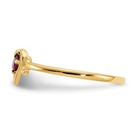 14K 3mm Yellow Gold Round Ruby Birthstone Heart Ring view 4