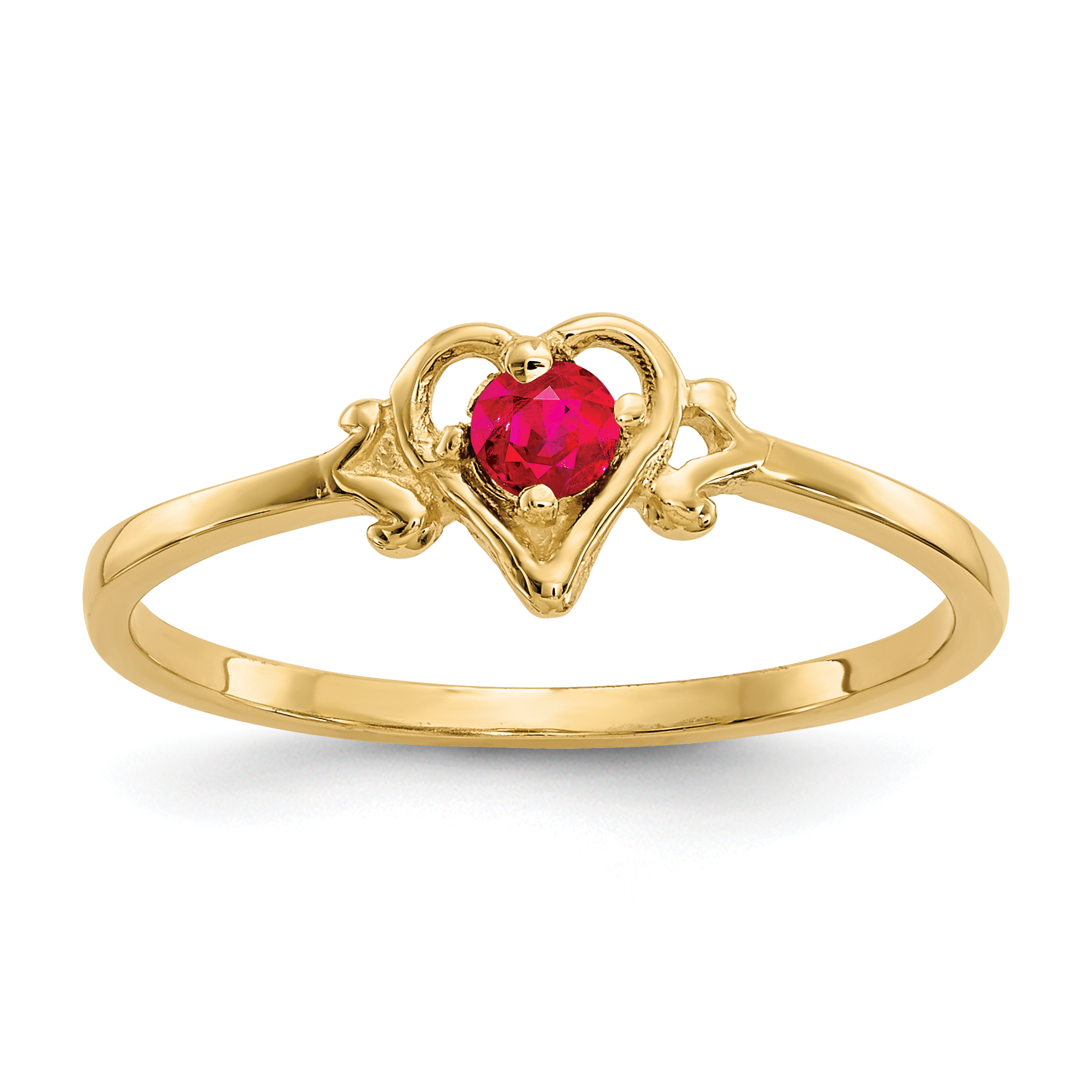 14K Ruby Birthstone Heart Ring (YC430)