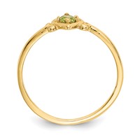 14K 3mm Yellow Gold Round Peridot Birthstone Heart Ring view 2