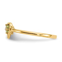 14K 3mm Yellow Gold Round Peridot Birthstone Heart Ring view 4