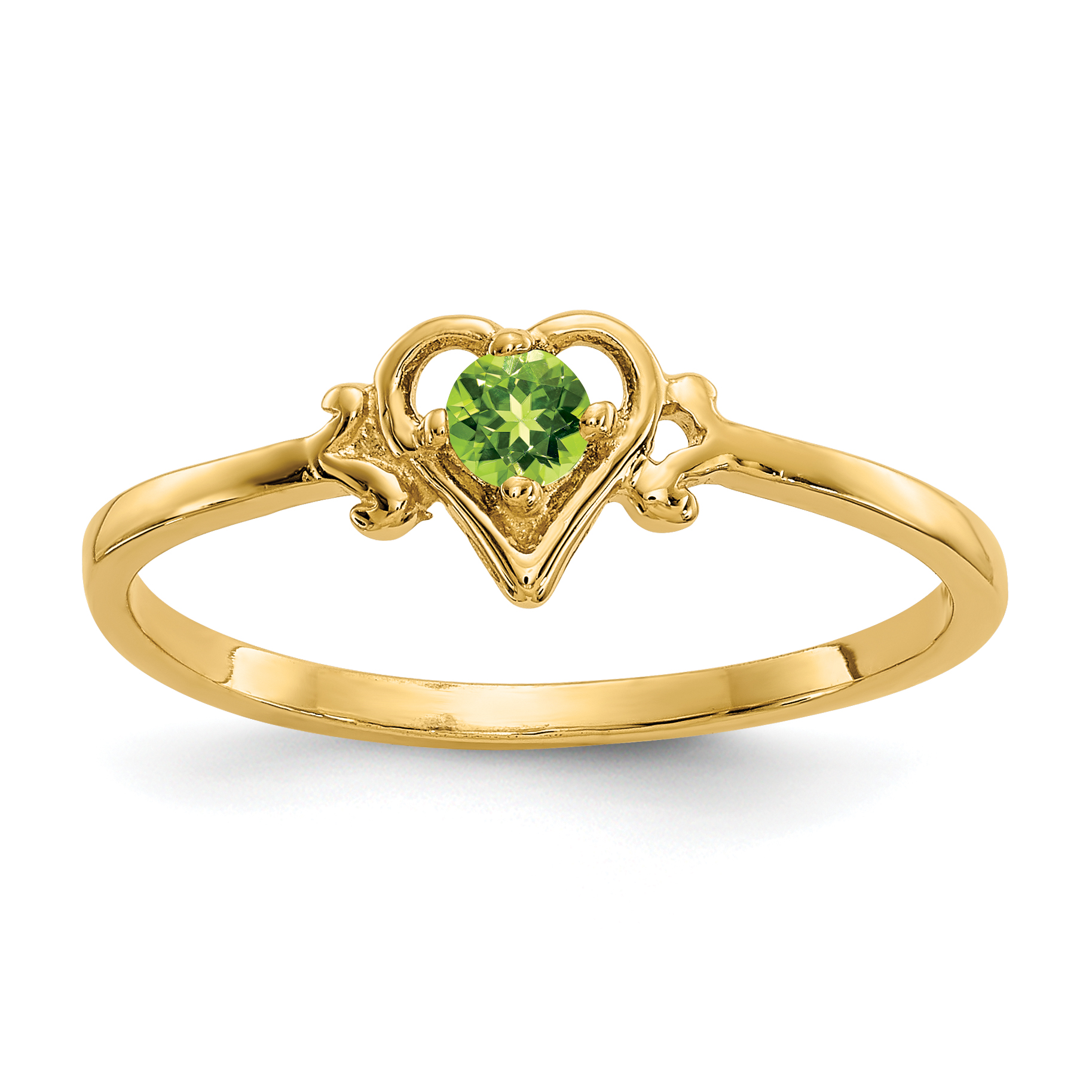 14K Peridot Birthstone Heart Ring (YC431)