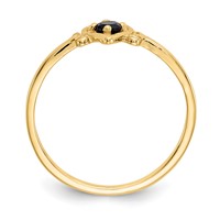 14K 3mm Yellow Gold Round Sapphire Birthstone Heart Ring view 2