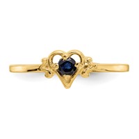 14K 3mm Yellow Gold Round Sapphire Birthstone Heart Ring view 5