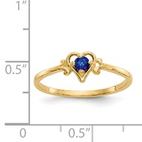 14K 3mm Yellow Gold Round Sapphire Birthstone Heart Ring view 3