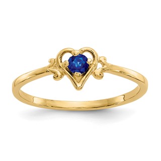 10K Sapphire Birthstone Heart Ring