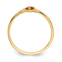 14K 3mm Yellow Gold Round Citrine Birthstone Heart Ring view 2
