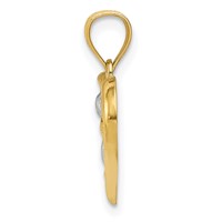 14K and White Rhodium Polished -x- and Heart Pendant view 2