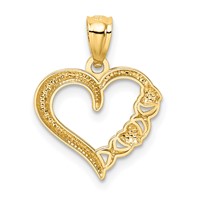 14K and White Rhodium Polished -x- and Heart Pendant view 3