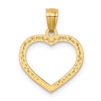 14K Polished and Textured Open Heart Pendant view 3