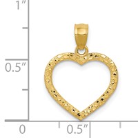 14K Polished and Textured Open Heart Pendant view 4